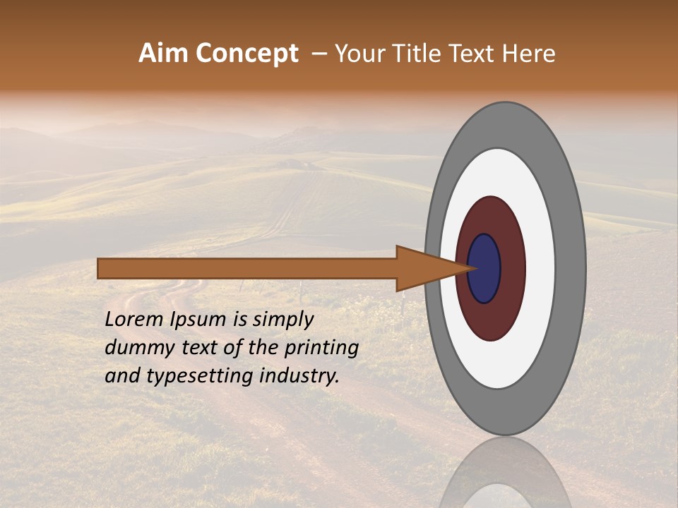 A Dirt Road In The Middle Of A Green Field PowerPoint Template