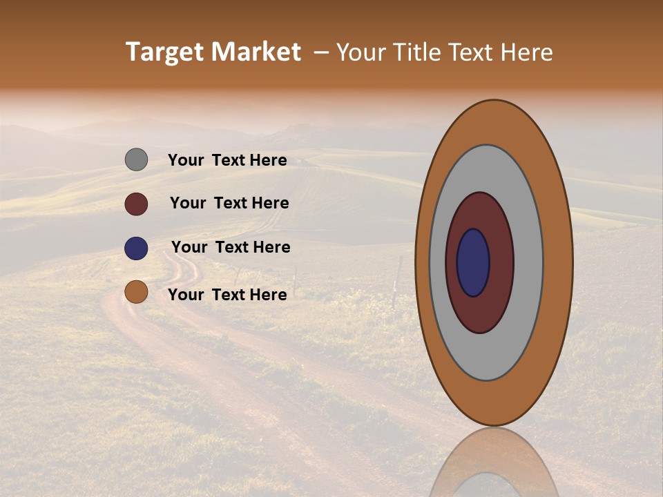 A Dirt Road In The Middle Of A Green Field PowerPoint Template