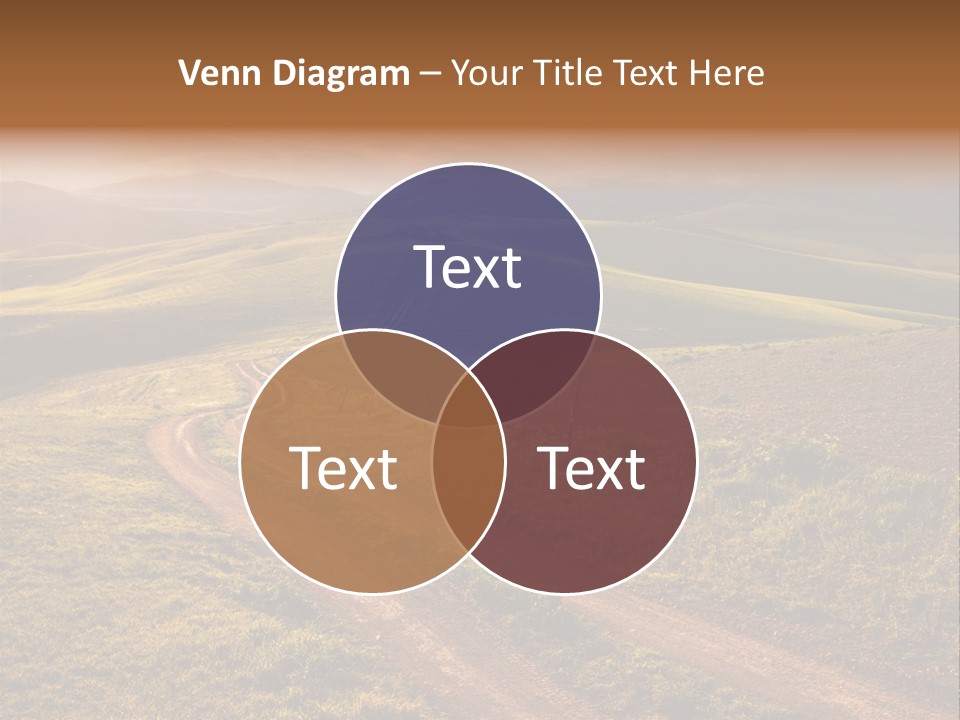 A Dirt Road In The Middle Of A Green Field PowerPoint Template