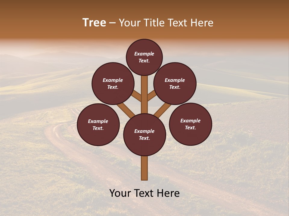 A Dirt Road In The Middle Of A Green Field PowerPoint Template