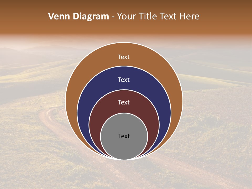 A Dirt Road In The Middle Of A Green Field PowerPoint Template