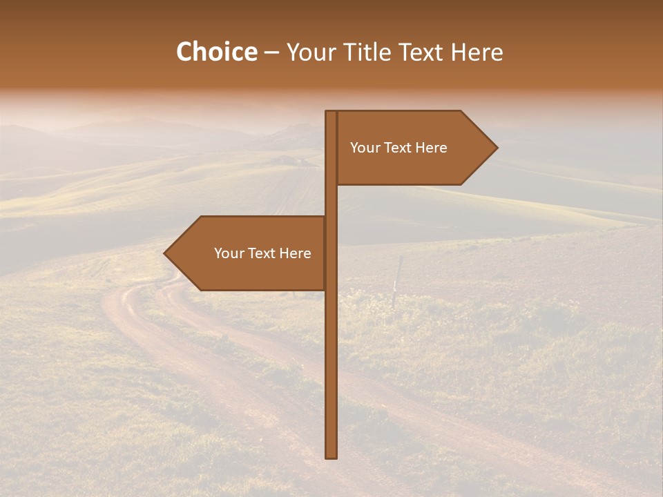 A Dirt Road In The Middle Of A Green Field PowerPoint Template