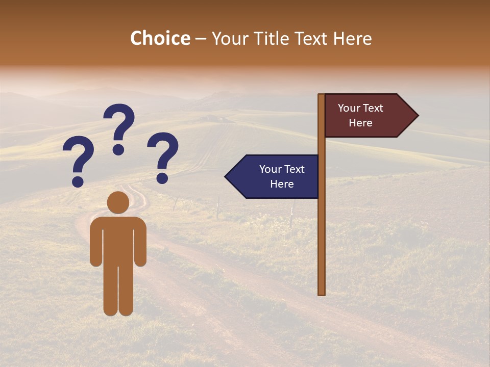A Dirt Road In The Middle Of A Green Field PowerPoint Template