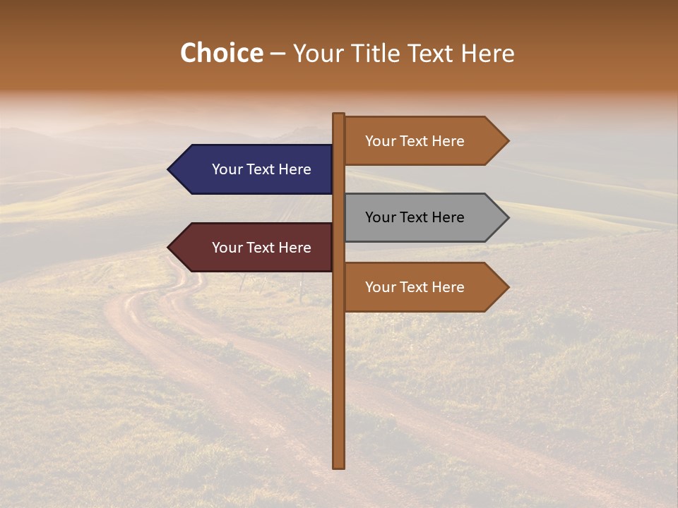 A Dirt Road In The Middle Of A Green Field PowerPoint Template