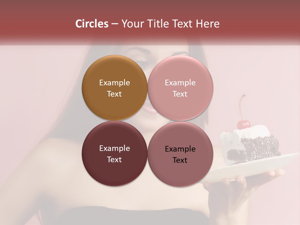 A Woman Holding A Piece Of Cake With A Cherry On Top PowerPoint Template