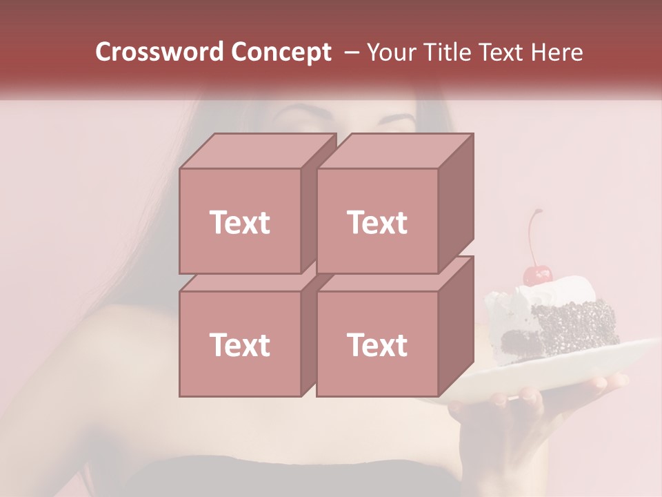 A Woman Holding A Piece Of Cake With A Cherry On Top PowerPoint Template