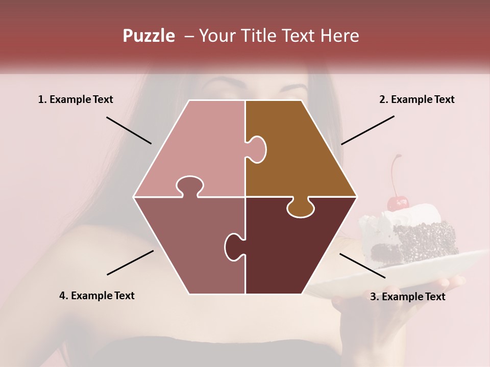 A Woman Holding A Piece Of Cake With A Cherry On Top PowerPoint Template