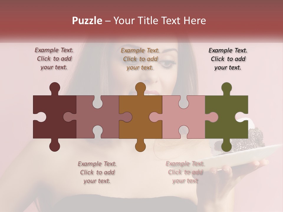A Woman Holding A Piece Of Cake With A Cherry On Top PowerPoint Template