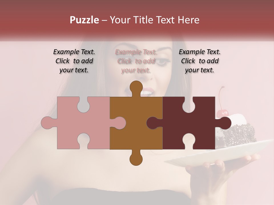 A Woman Holding A Piece Of Cake With A Cherry On Top PowerPoint Template