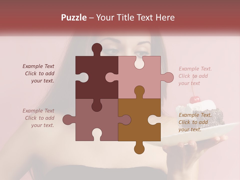 A Woman Holding A Piece Of Cake With A Cherry On Top PowerPoint Template