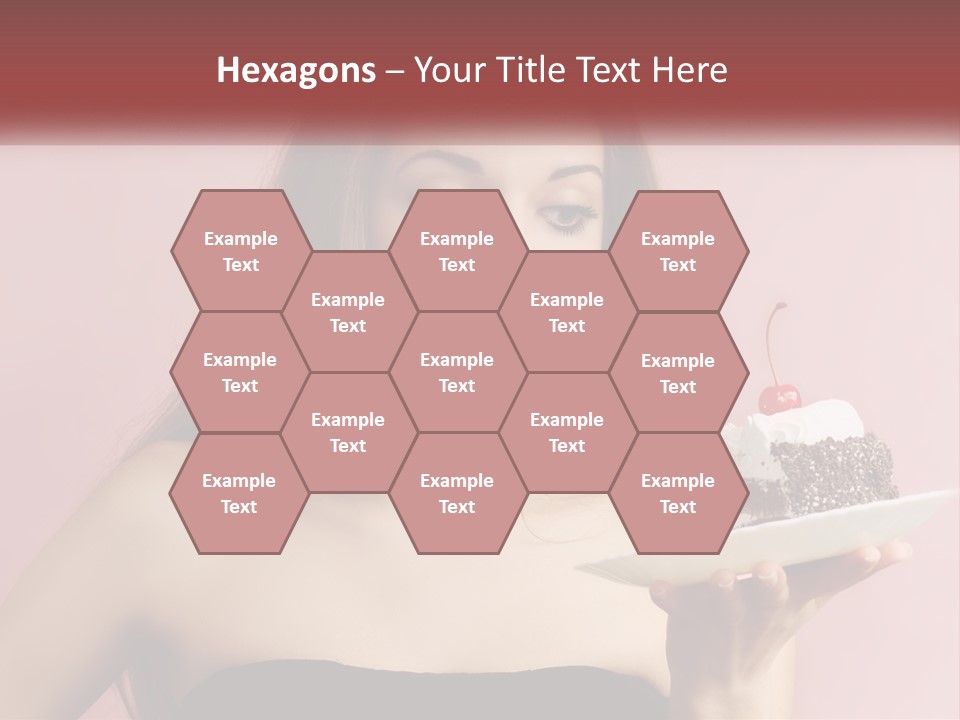 A Woman Holding A Piece Of Cake With A Cherry On Top PowerPoint Template