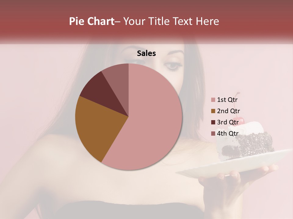 A Woman Holding A Piece Of Cake With A Cherry On Top PowerPoint Template