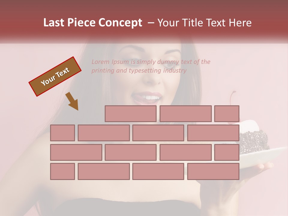 A Woman Holding A Piece Of Cake With A Cherry On Top PowerPoint Template