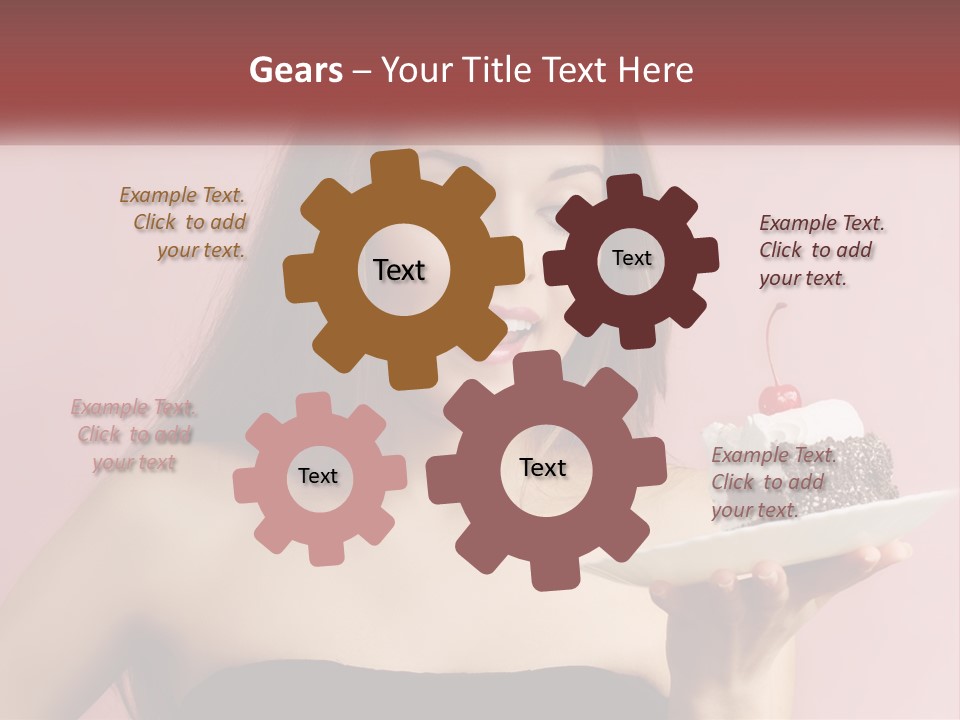 A Woman Holding A Piece Of Cake With A Cherry On Top PowerPoint Template