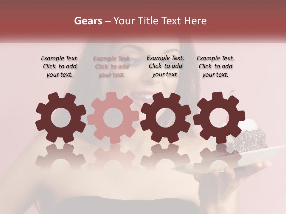 A Woman Holding A Piece Of Cake With A Cherry On Top PowerPoint Template