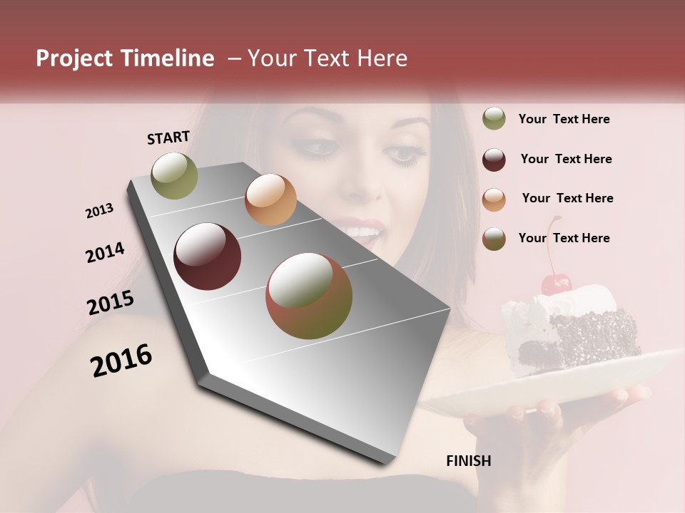A Woman Holding A Piece Of Cake With A Cherry On Top PowerPoint Template