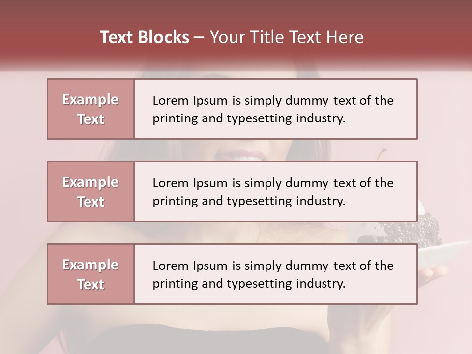 A Woman Holding A Piece Of Cake With A Cherry On Top PowerPoint Template