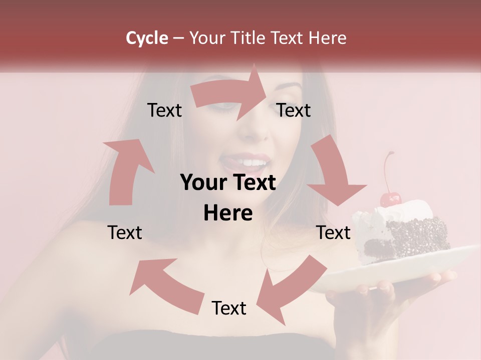 A Woman Holding A Piece Of Cake With A Cherry On Top PowerPoint Template