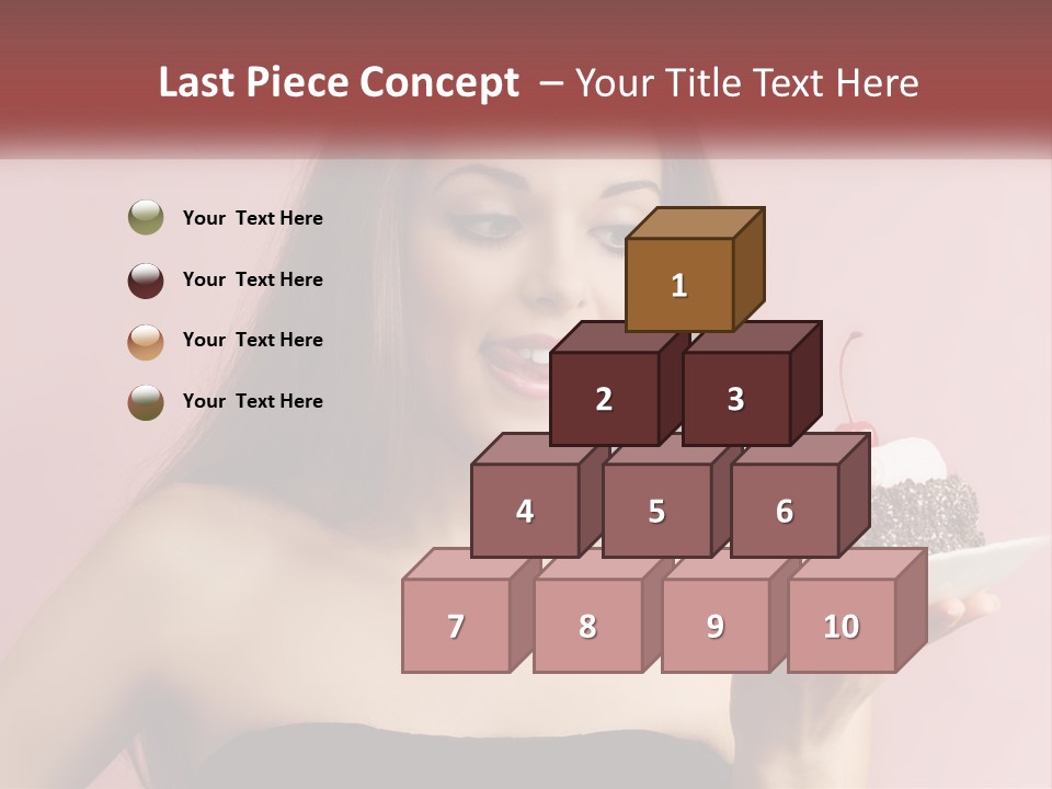 A Woman Holding A Piece Of Cake With A Cherry On Top PowerPoint Template