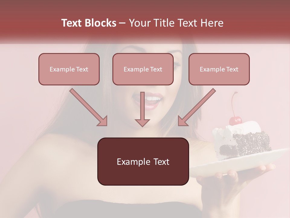 A Woman Holding A Piece Of Cake With A Cherry On Top PowerPoint Template