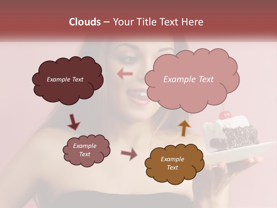 A Woman Holding A Piece Of Cake With A Cherry On Top PowerPoint Template