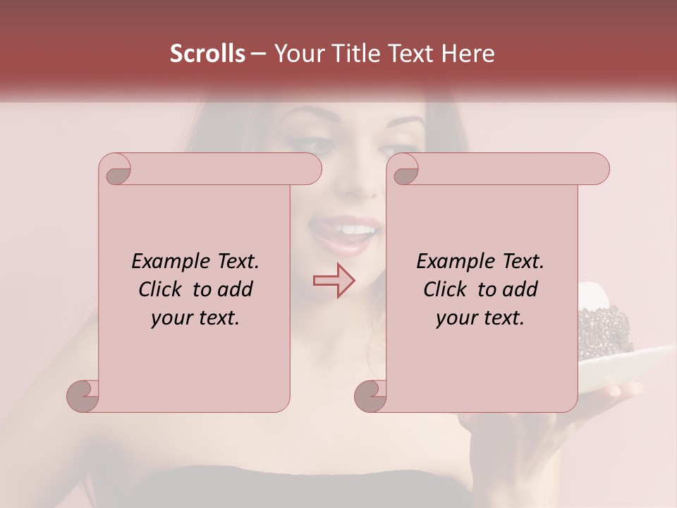 A Woman Holding A Piece Of Cake With A Cherry On Top PowerPoint Template