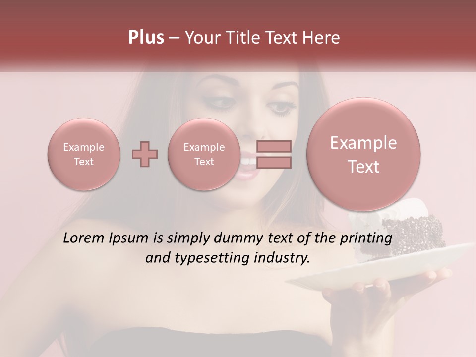 A Woman Holding A Piece Of Cake With A Cherry On Top PowerPoint Template