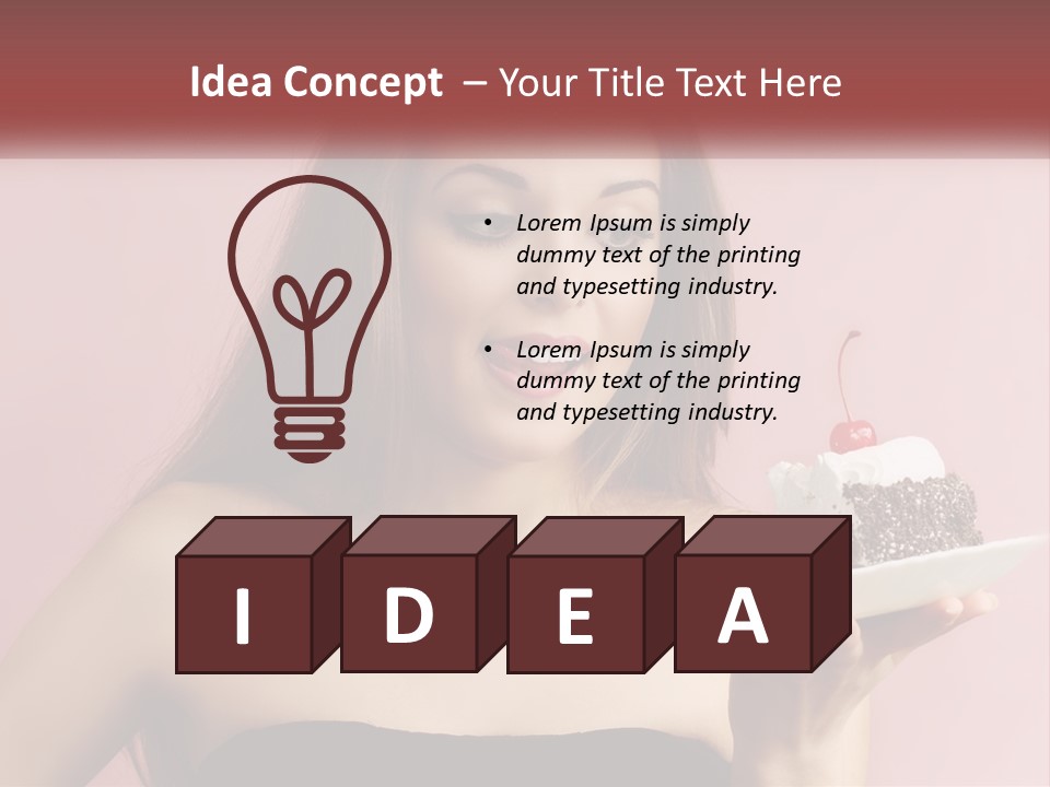 A Woman Holding A Piece Of Cake With A Cherry On Top PowerPoint Template