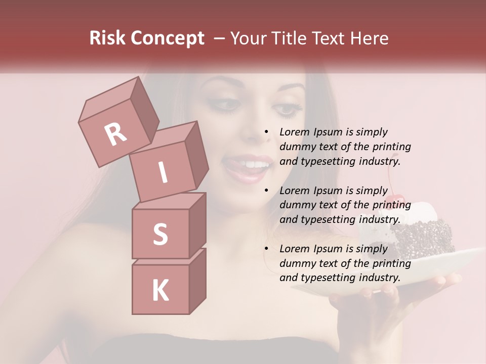 A Woman Holding A Piece Of Cake With A Cherry On Top PowerPoint Template