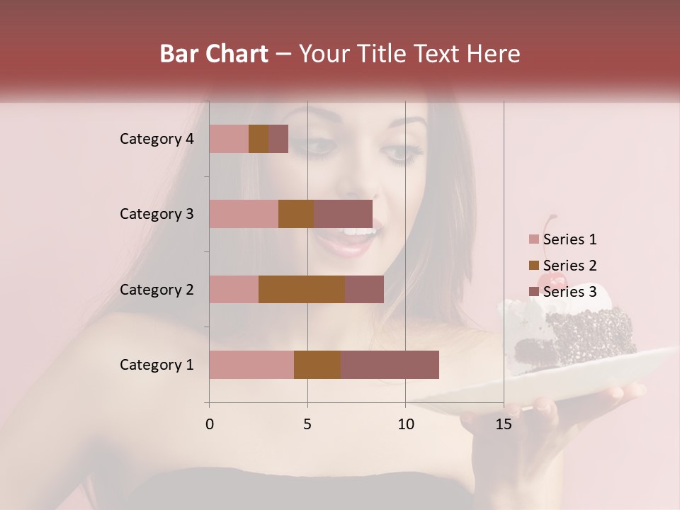 A Woman Holding A Piece Of Cake With A Cherry On Top PowerPoint Template