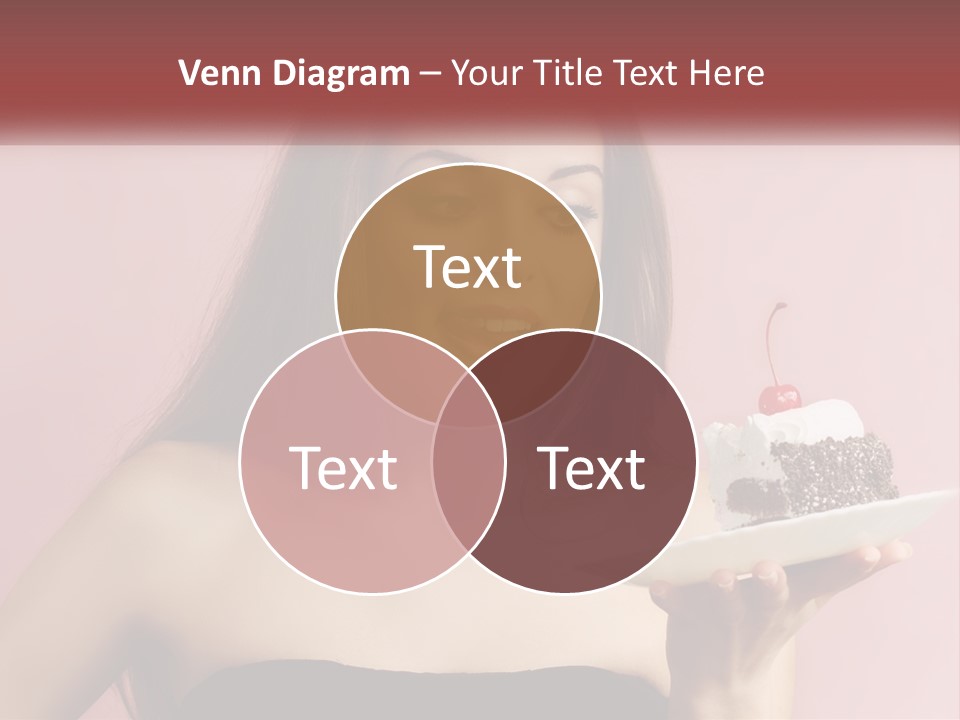 A Woman Holding A Piece Of Cake With A Cherry On Top PowerPoint Template