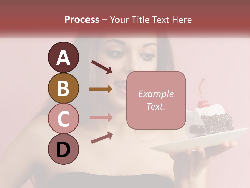 A Woman Holding A Piece Of Cake With A Cherry On Top PowerPoint Template