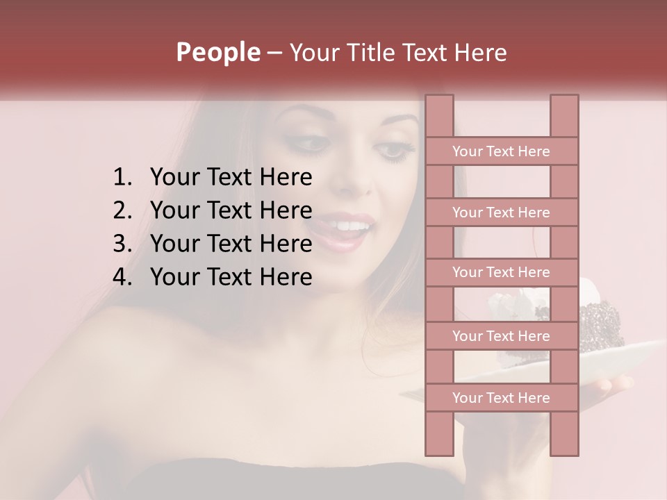 A Woman Holding A Piece Of Cake With A Cherry On Top PowerPoint Template