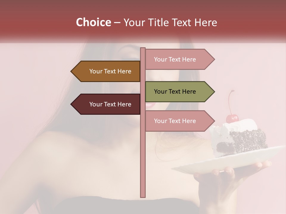 A Woman Holding A Piece Of Cake With A Cherry On Top PowerPoint Template