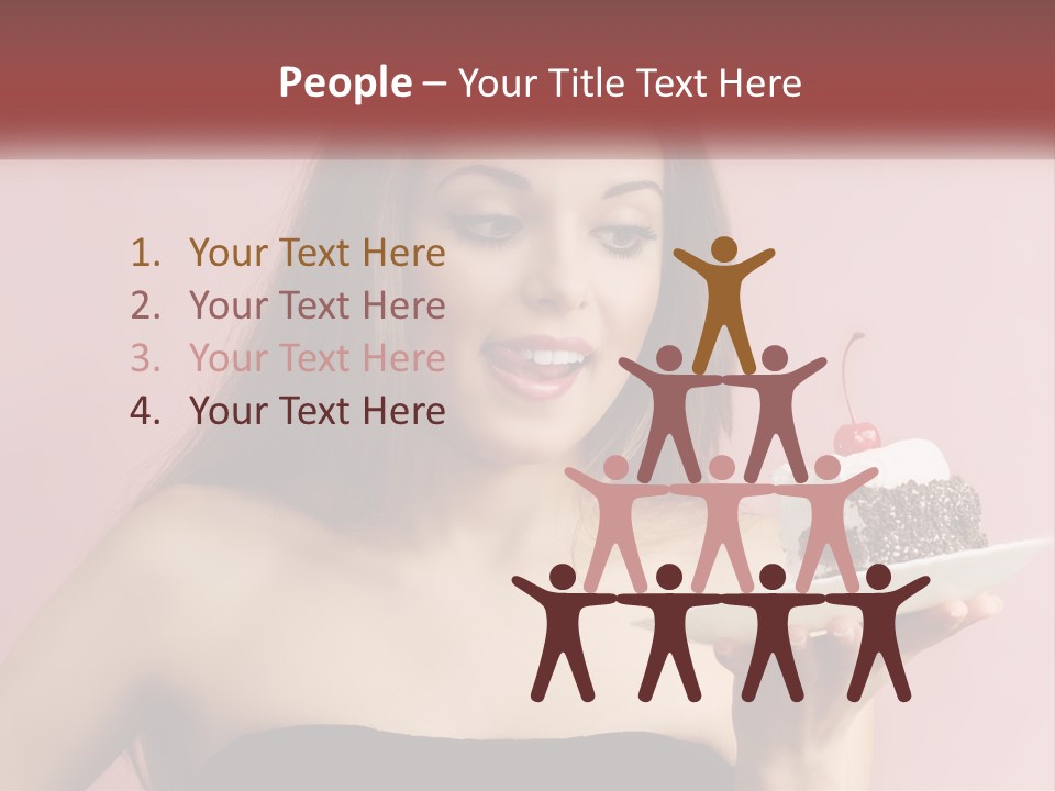 A Woman Holding A Piece Of Cake With A Cherry On Top PowerPoint Template