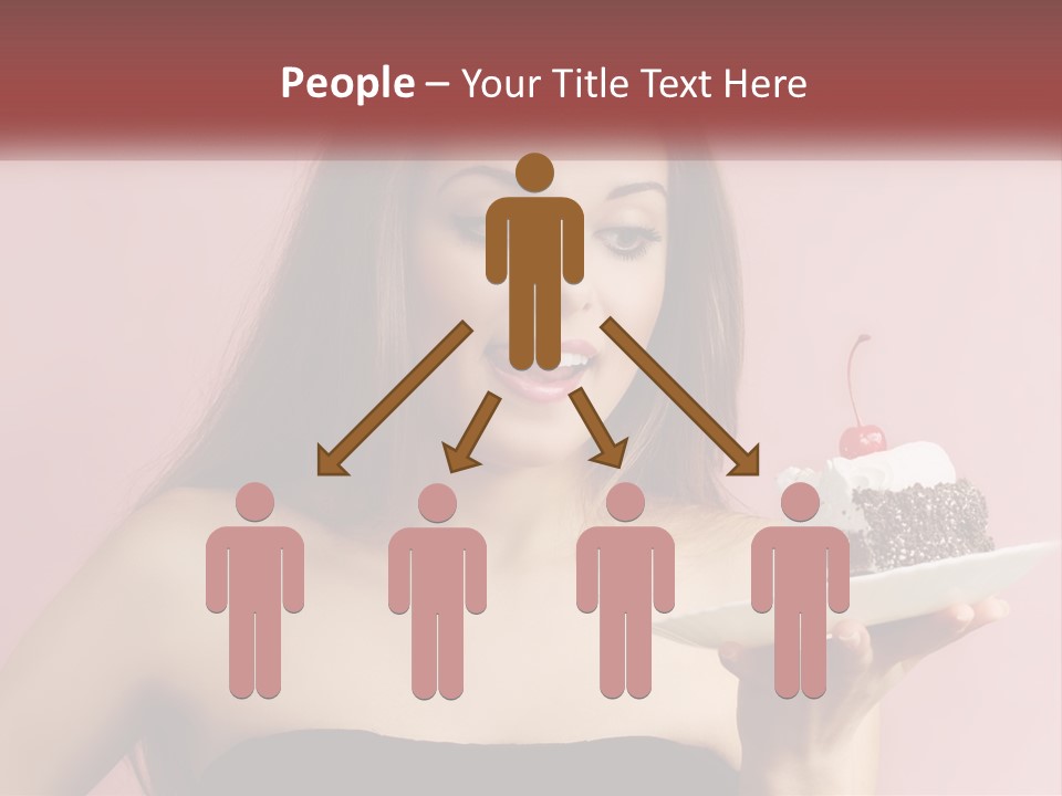 A Woman Holding A Piece Of Cake With A Cherry On Top PowerPoint Template