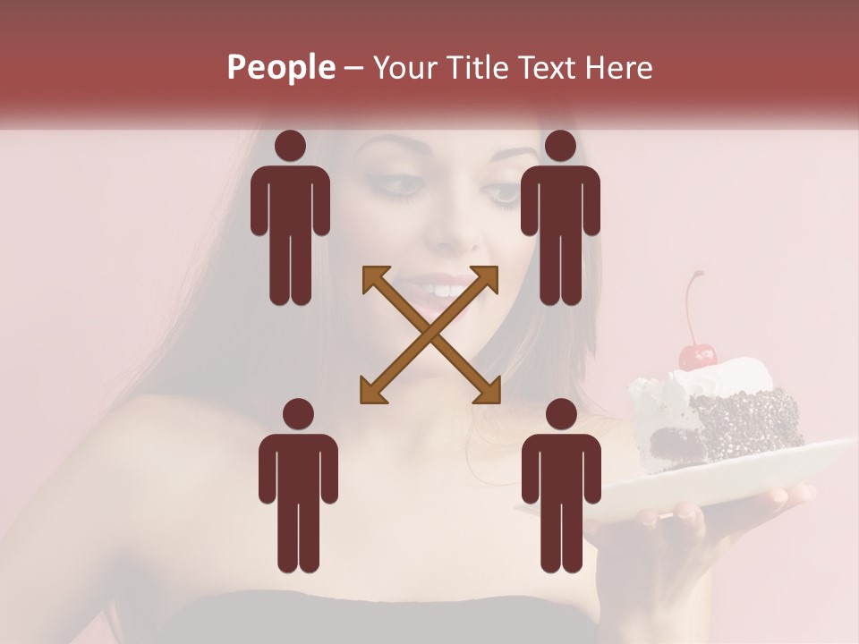 A Woman Holding A Piece Of Cake With A Cherry On Top PowerPoint Template