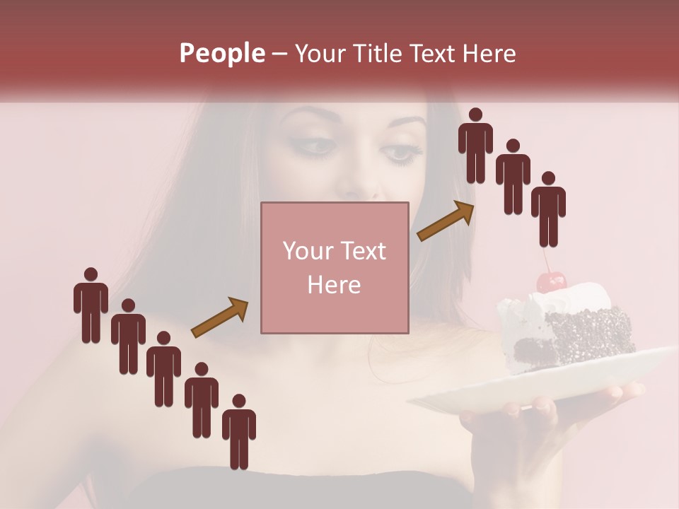 A Woman Holding A Piece Of Cake With A Cherry On Top PowerPoint Template