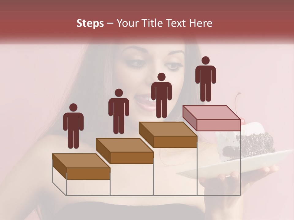 A Woman Holding A Piece Of Cake With A Cherry On Top PowerPoint Template