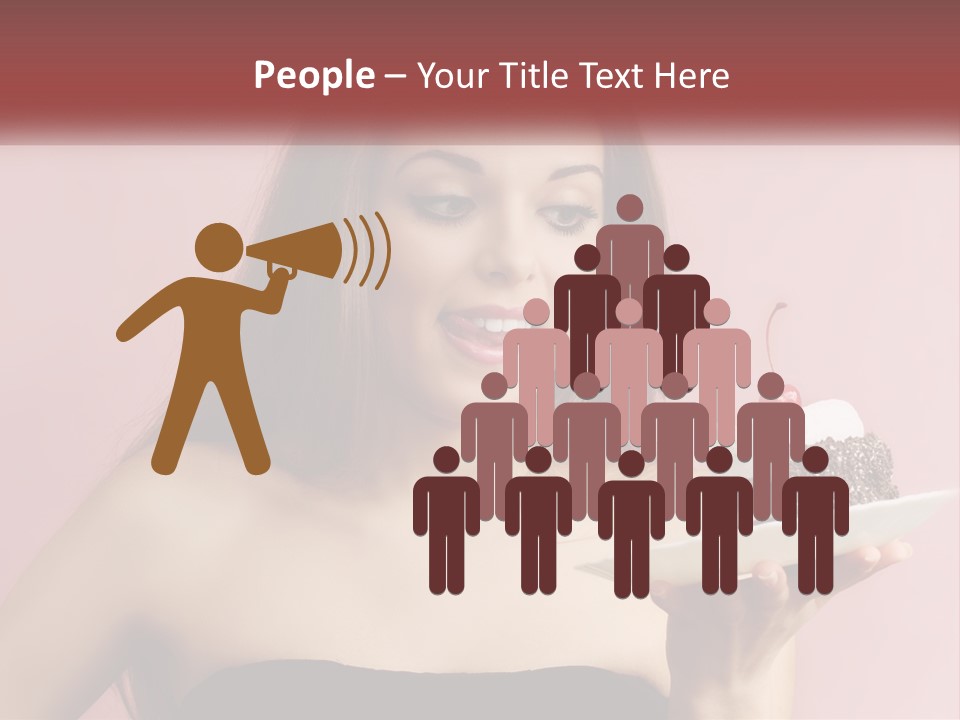 A Woman Holding A Piece Of Cake With A Cherry On Top PowerPoint Template