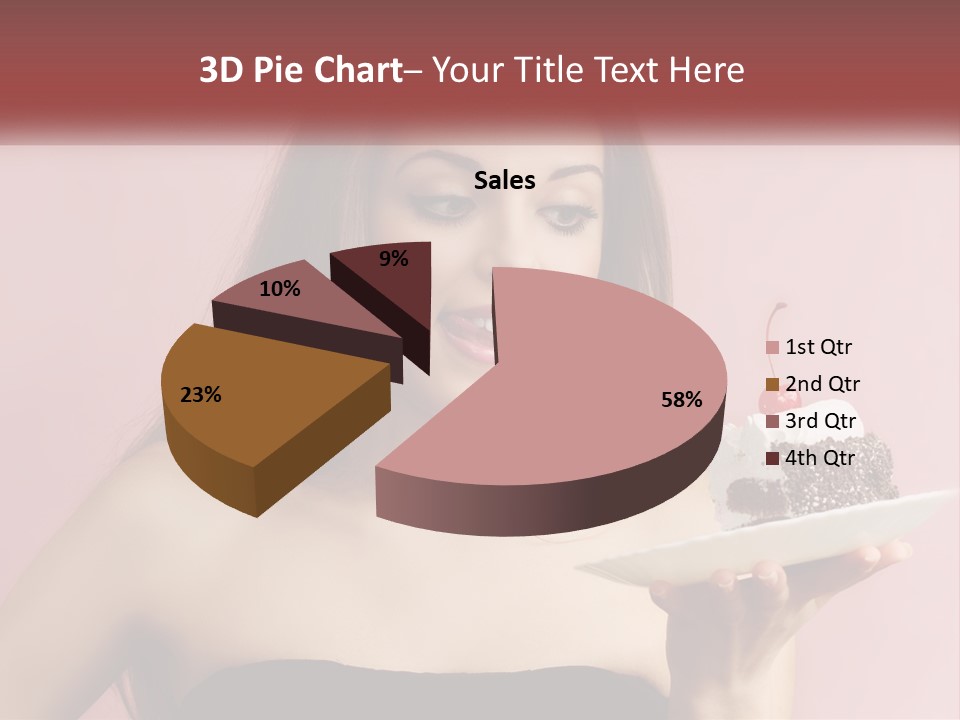 A Woman Holding A Piece Of Cake With A Cherry On Top PowerPoint Template