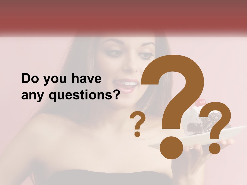 A Woman Holding A Piece Of Cake With A Cherry On Top PowerPoint Template