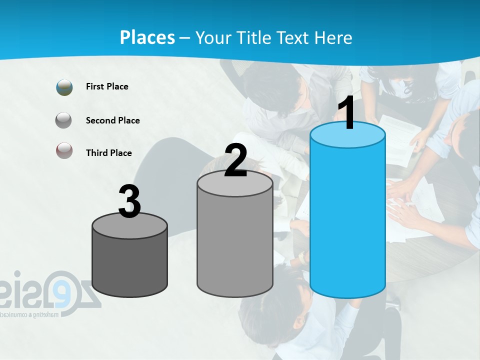 A Group Of People Sitting Around A Table With Papers PowerPoint Template