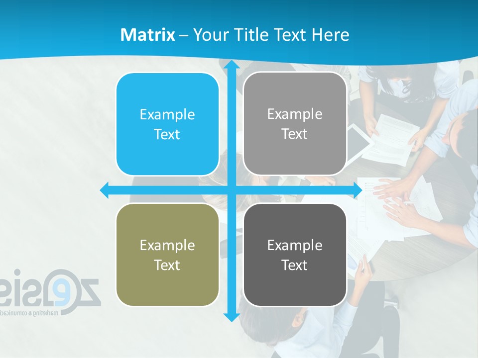 A Group Of People Sitting Around A Table With Papers PowerPoint Template