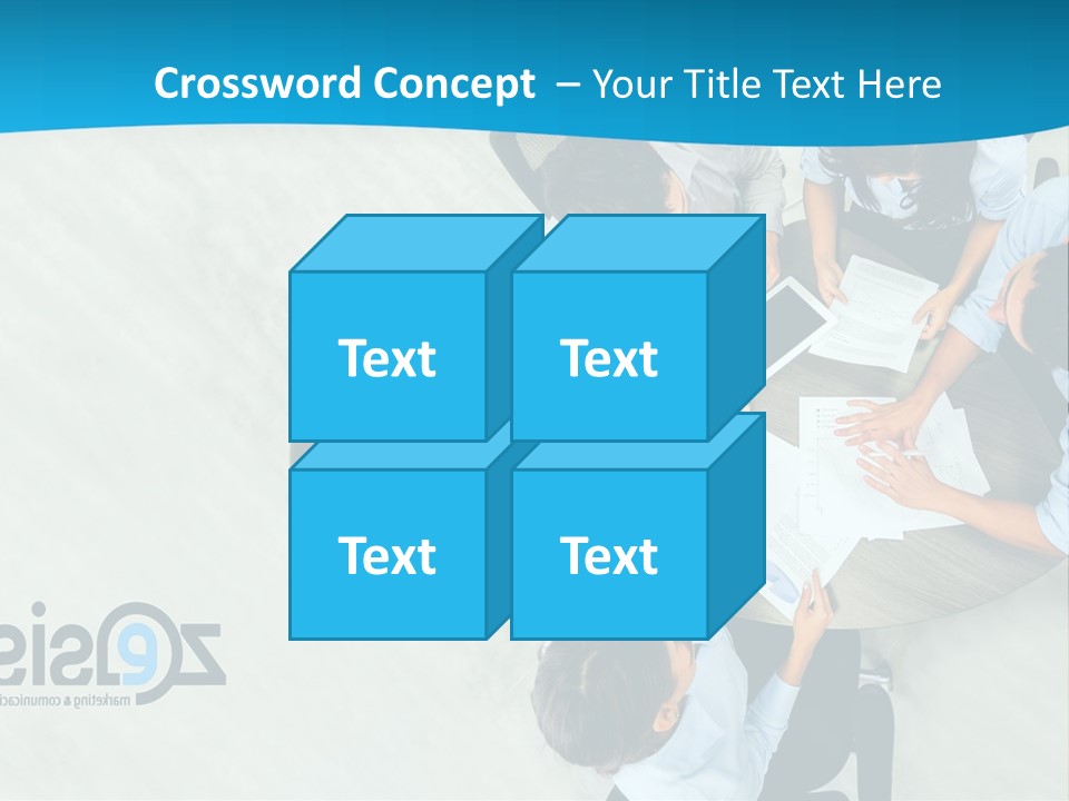 A Group Of People Sitting Around A Table With Papers PowerPoint Template