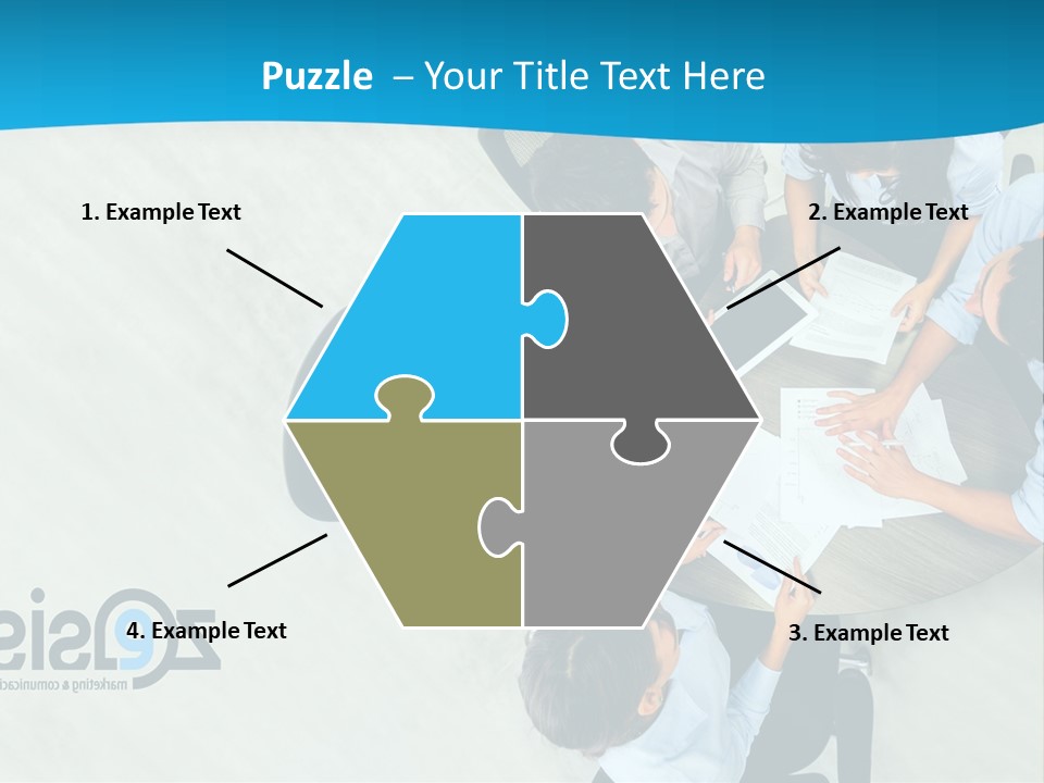 A Group Of People Sitting Around A Table With Papers PowerPoint Template