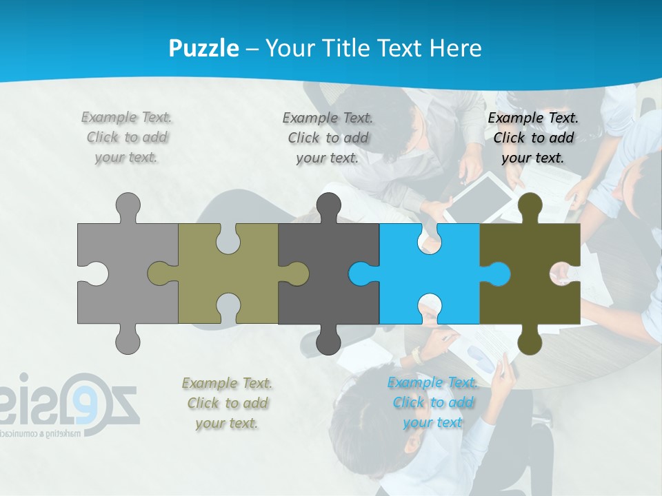 A Group Of People Sitting Around A Table With Papers PowerPoint Template