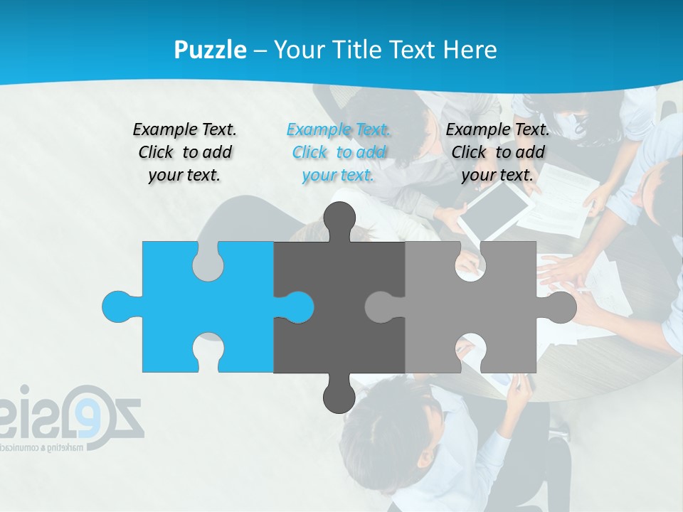 A Group Of People Sitting Around A Table With Papers PowerPoint Template