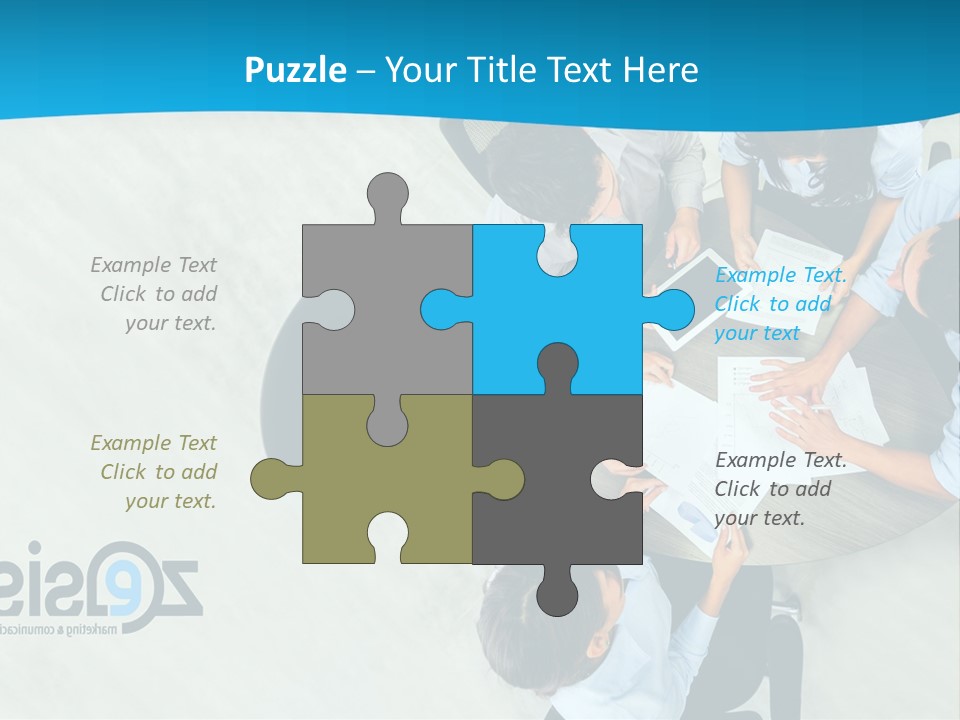 A Group Of People Sitting Around A Table With Papers PowerPoint Template