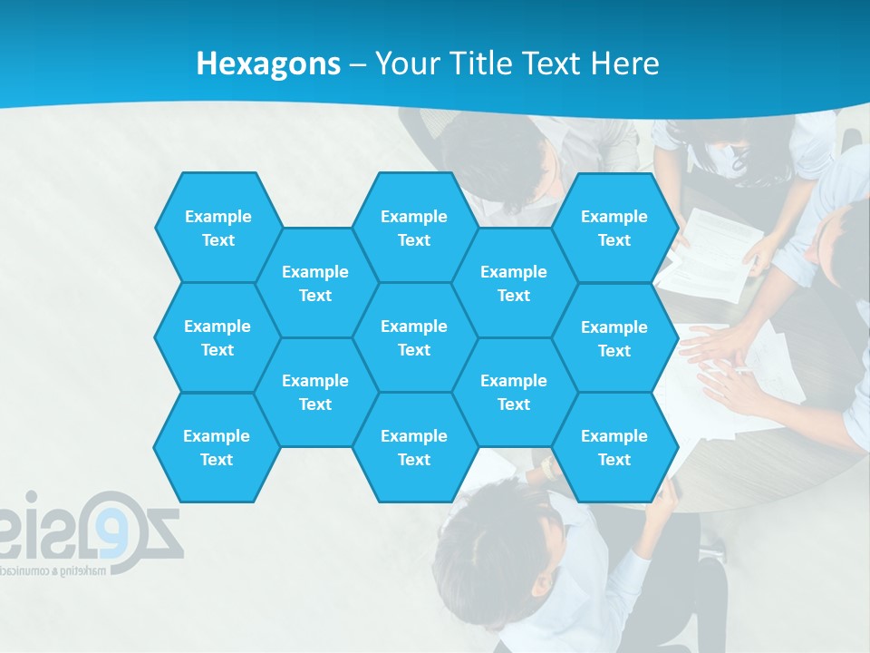 A Group Of People Sitting Around A Table With Papers PowerPoint Template